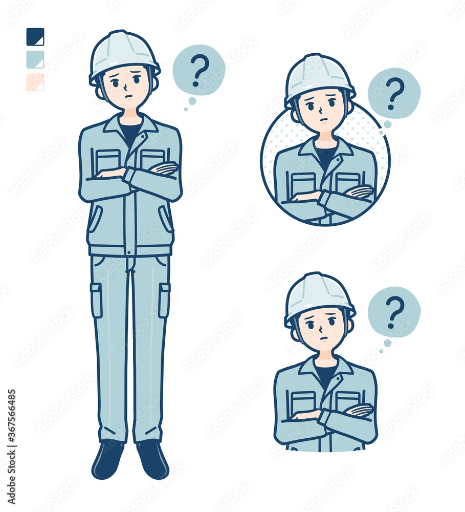 simple work wear Construction site man_Question-pose simple work wear Construction site man_Question-pose