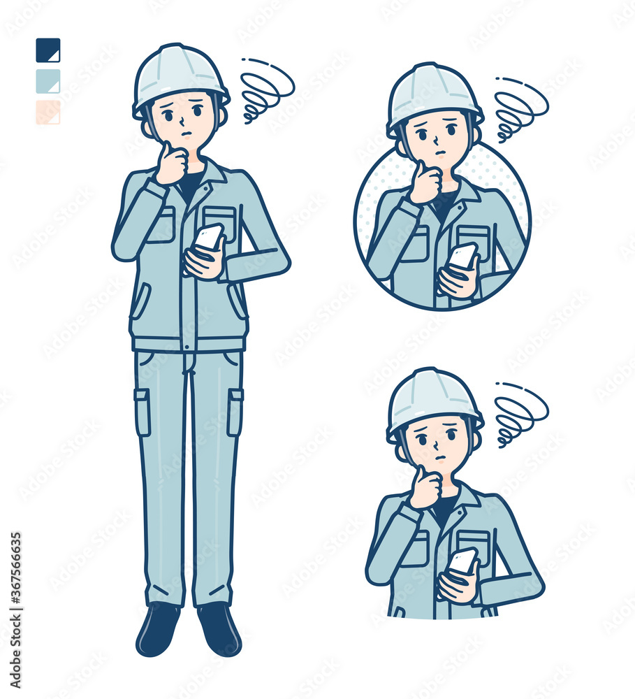 simple work wear Construction site man_smartphone-sigh simple work wear Construction site man_smartphone-sigh