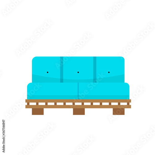 Blue modern sofa icon. Home icon - Vector