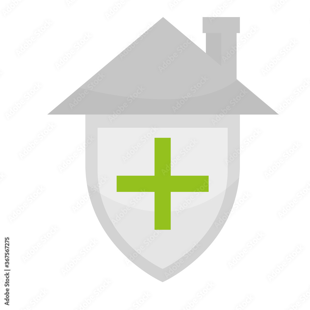 Fototapeta premium House roof and shield. Home security icon - Vector