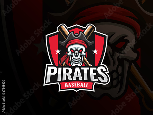 Baseball pirate sport logo design