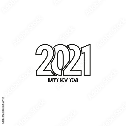 Happy new year 2021 template text design. Vector banner for flyer, brochure, booklet, greeting card.