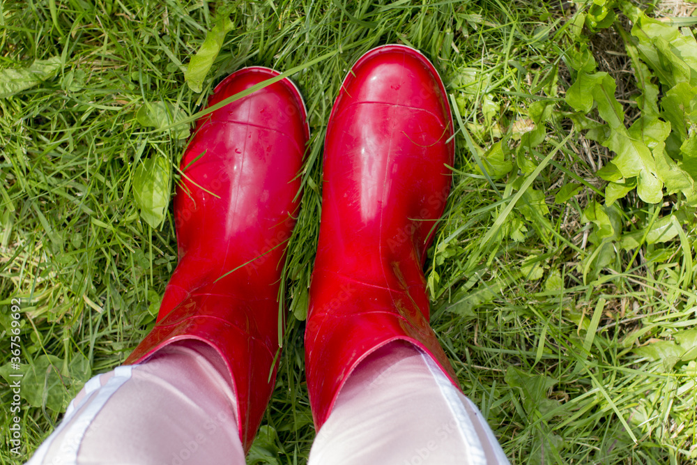 Garden rubber red boots gardener,