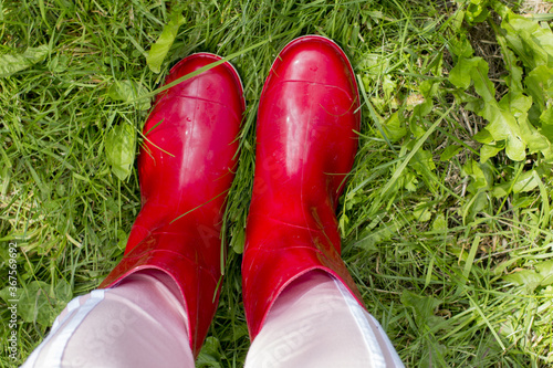 Garden rubber red boots gardener, © Светлана Высокос