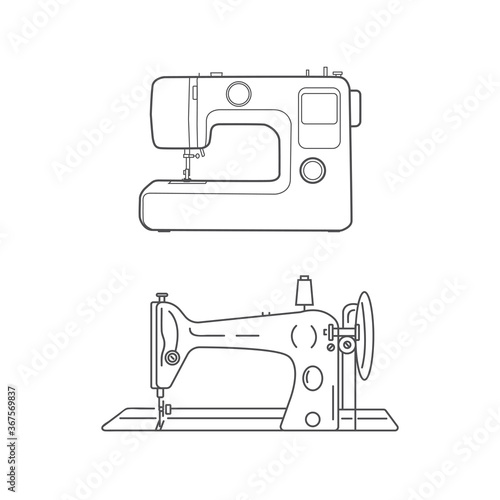 Modern and retro sewing machine. Sewing machines on a white background. Sewing icons