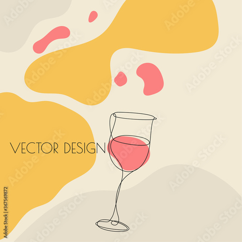 Glass of red wine in sketch style. Vector concept illustration of alcoholic drinks. Wineglass icon. Poster for wine tasting, party, restaurant menu.