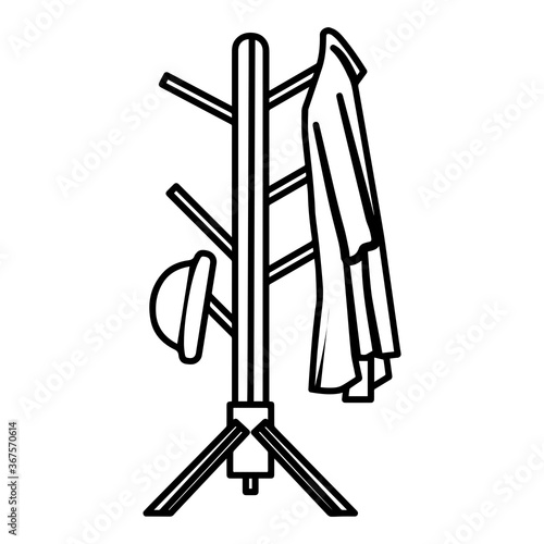 Clothes rack icon with coat and hat - Vector