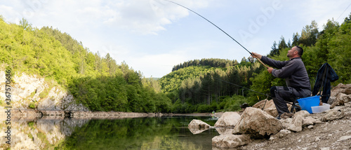 Fishing in nature on a sunny day