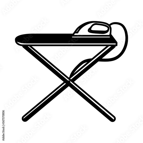 Ironing board icon with iron. Laundry icon - Vector