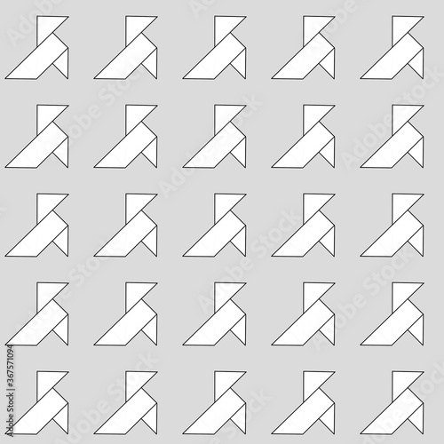 seamless pattern with paper crane on grey
