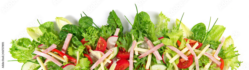 Mixed Salad with sliced Ham and Cheese - Fresh Lettuce Panorama