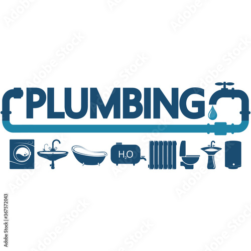 Plumbing maintenance service and repair symbol for business