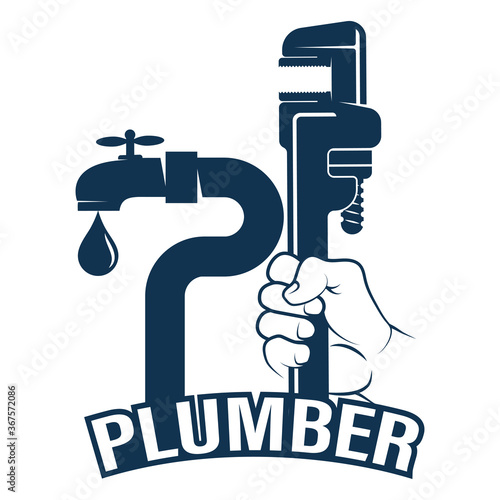 Wrench in hand symbol for plumber