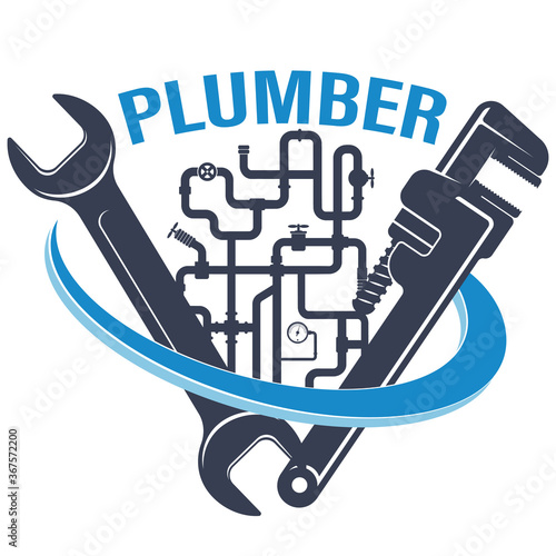 Wrenches and water pipes plumbing repair and service symbol