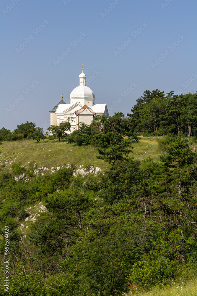 Saint sebastian chapel on holy hill near city Mikulov, Czech republic reserve Palava
