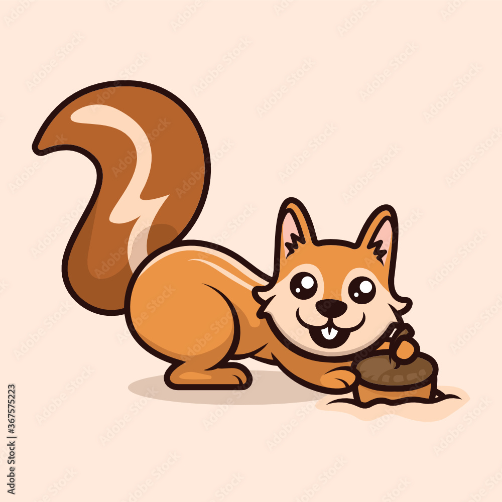 Cute happy squirrel mascot design