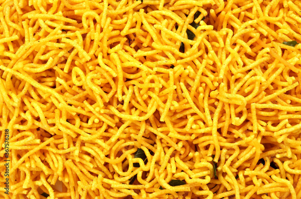 Indian Snack-Aloo sev on pill Indian Snack-Aloo sev on pill
