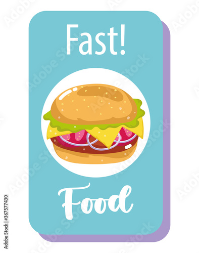 fast food burger menu restaurant unhealthy  poster hand drawn lettering