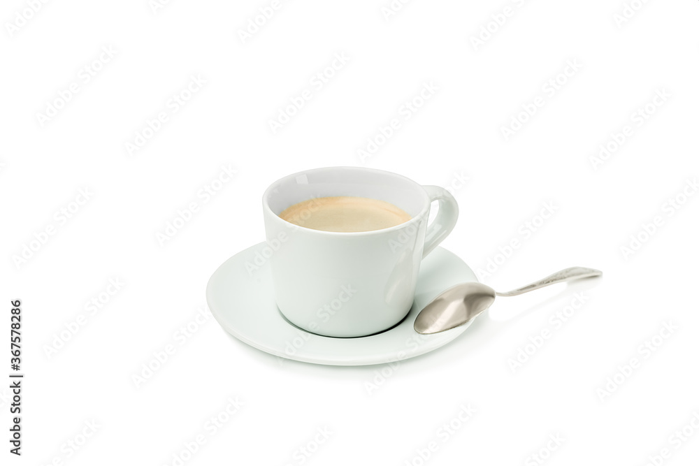 Obraz premium Coffee in a white cup on a white background, isolate.