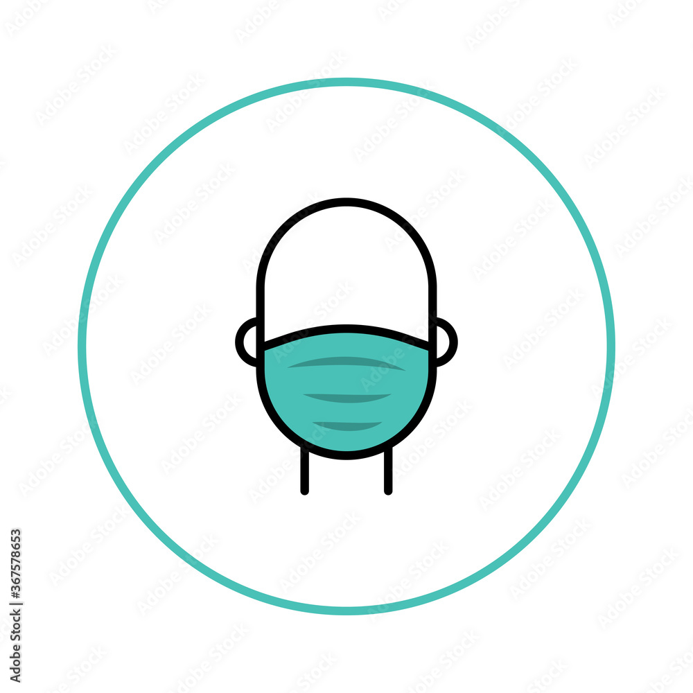 Man in face mask line icon, vector pictogram of pandemic virus prevention. Protection wear from coronavirus, air pollution, dust, flu illustration. Sign for medical equipment store. Wear your mask. Man in face mask line icon, vector pictogram of pandemic virus prevention. Protection wear from coronavirus, air pollution, dust, flu illustration. Sign for medical equipment store. Wear your mask.