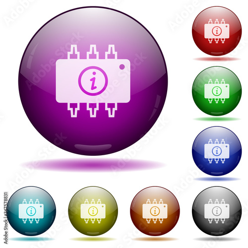 Hardware info icon in glass sphere buttons
