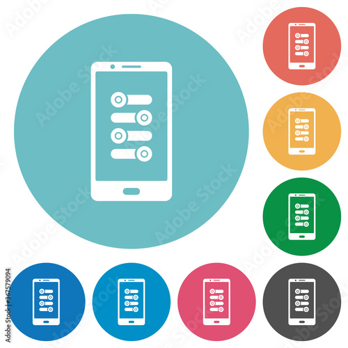 Mobile fine tune flat round icons