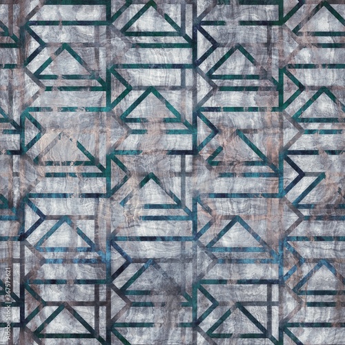 Seamless blue texture grungy repeat pattern swatch. Highly textured and incredibly intricate turquoise, indigo, and cream mixed media design. Bleeding ink pigment. Realistic wrinkled fabric grain tile