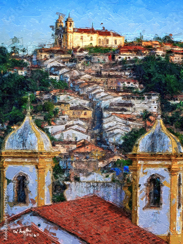 Coleção de pinturas baseadas em fotos reais da cidade histórica de Ouro Preto, em Minas Gerais, Brasil.