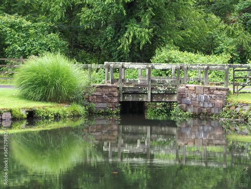 wooden bridge over the river