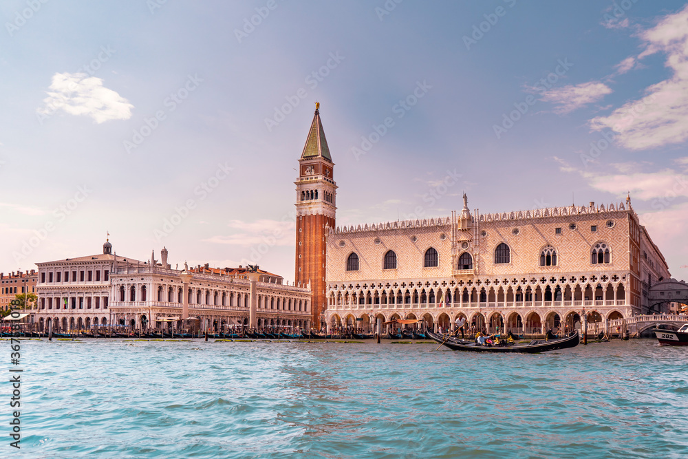 The beautiful city of Venice in Italy seen from the boat.