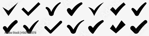 Check mark icon set.Approval check icon isolated, set quality sign, tick.Vector illustration