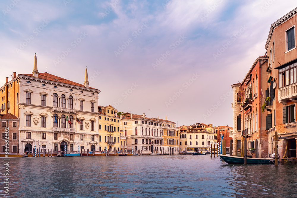 The beautiful city of Venice in Italy seen from the boat.