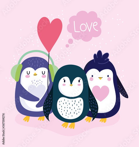 penguins lovely antarctic bird animal cartoon wildlife