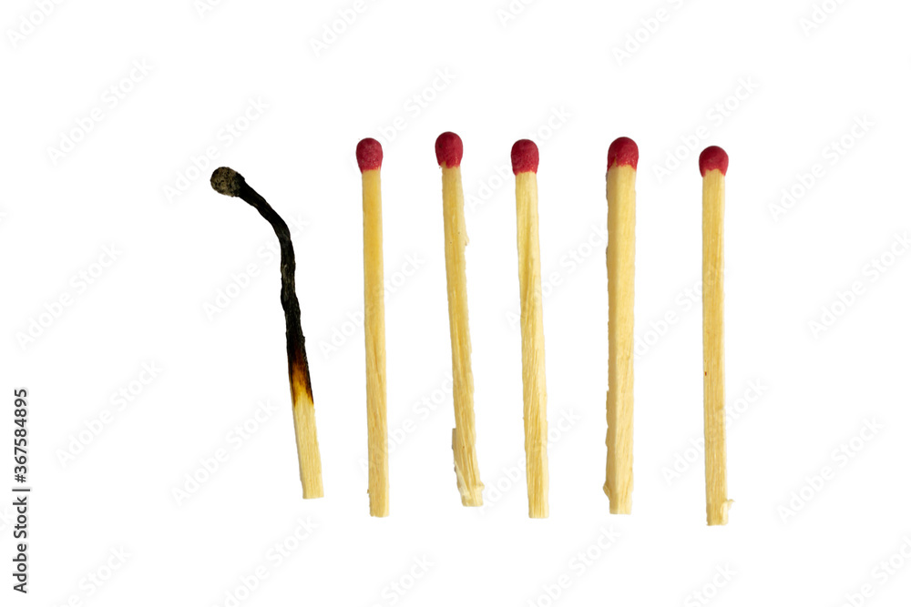 Matches folded in a row, one stands out Matches folded in a row, one stands out