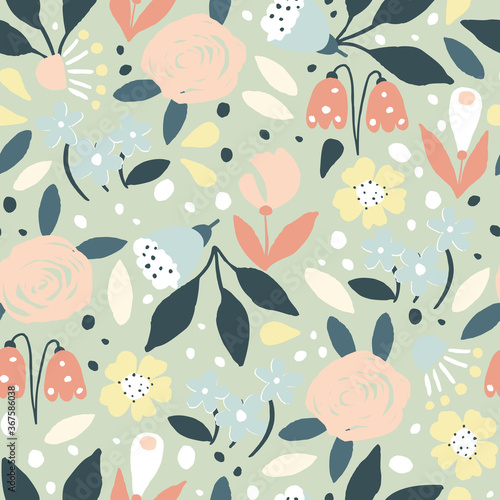 Trendy summer floral seamless pattern