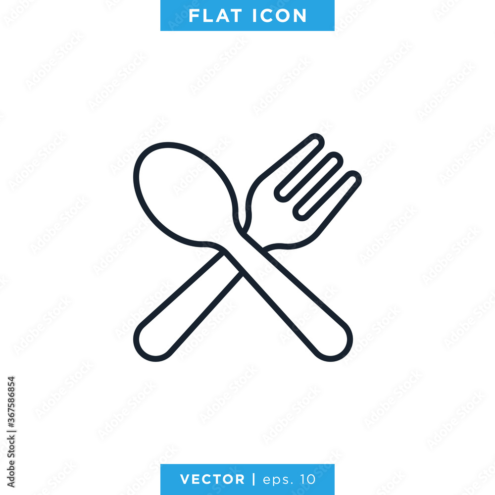 Spoon and Fork Linear Icon Vector Logo Design Template. Editable Stroke Spoon and Fork Linear Icon Vector Logo Design Template. Editable Stroke