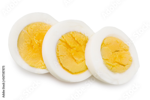 half a boiled egg isolated on a white background