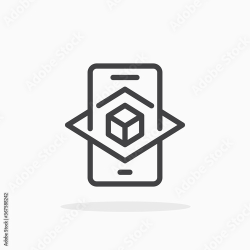 Augmented reality icon in line style. Editable stroke.
