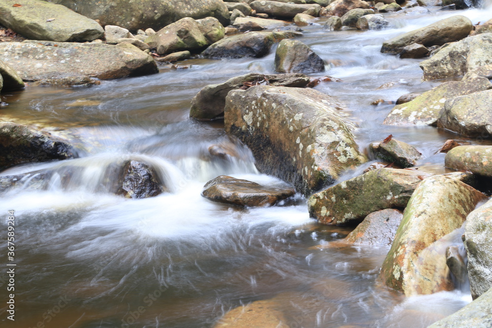 Flowing river close up view Flowing river close up view