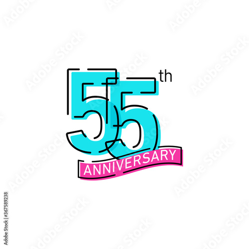 55 Years Anniversary Celebration Icon Vector Logo Design Template