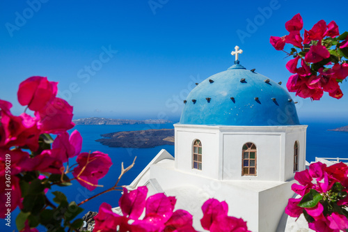 Church of the island of Santorini on the beach