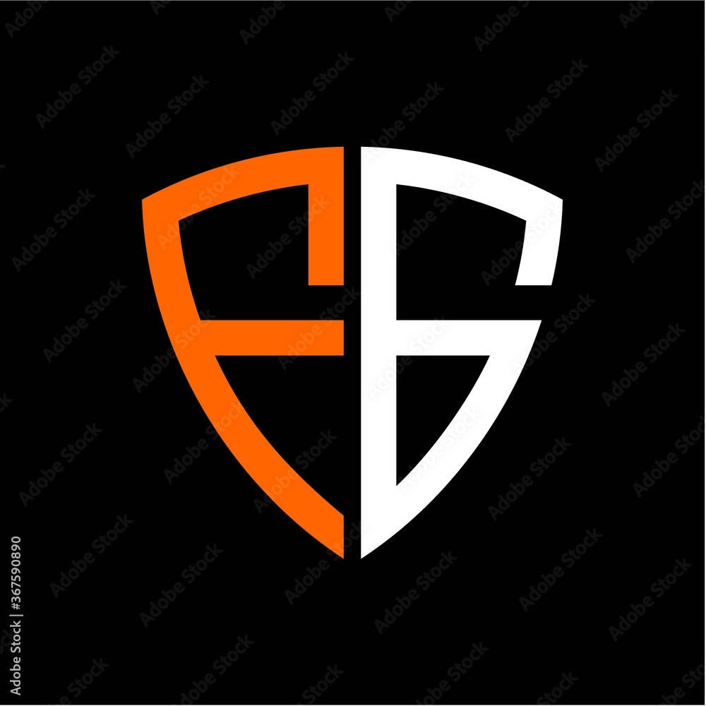 F G initials white orange shield with black background F G initials white orange shield with black background