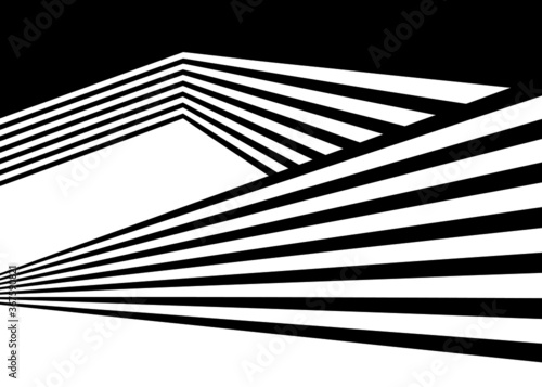 Geometric black and white vector pattern with a transition from black to white with broken parallel lines. Trendy striped vector background
