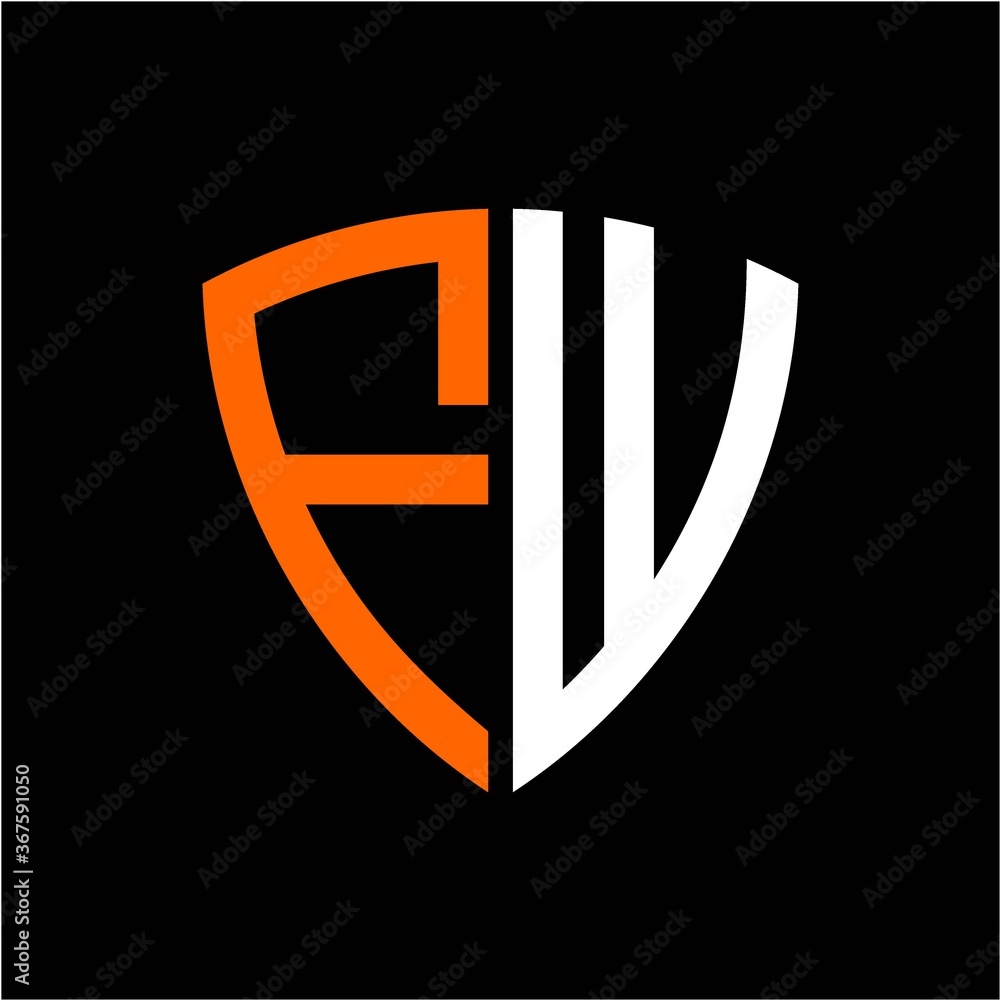 F W initials white orange shield with black background F W initials white orange shield with black background