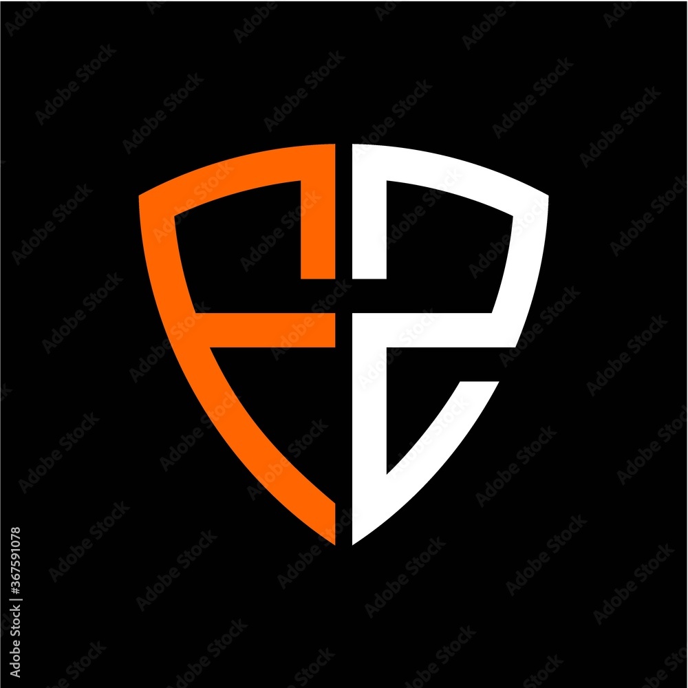F Z initials white orange shield with black background F Z initials white orange shield with black background