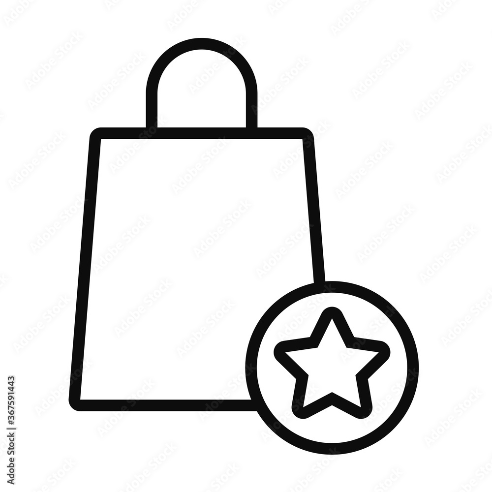 shopping bag and star medal icon, line style shopping bag and star medal icon, line style