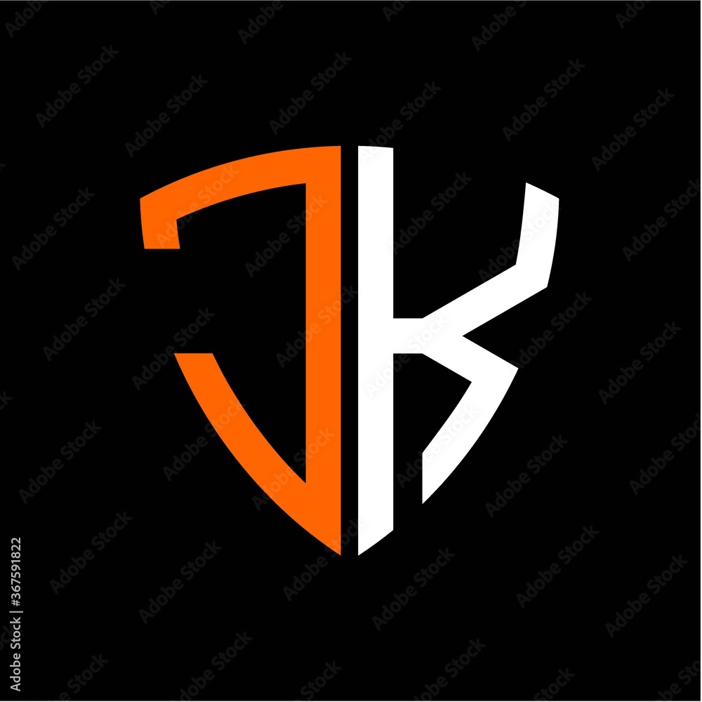 J K initials white orange shield with black background J K initials white orange shield with black background