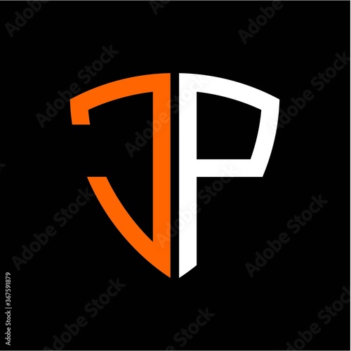 Free Download J P initials white orange shield with black background - GFXLoad