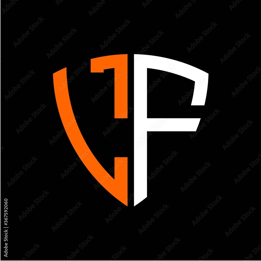 L F initials white orange shield with black background L F initials white orange shield with black background