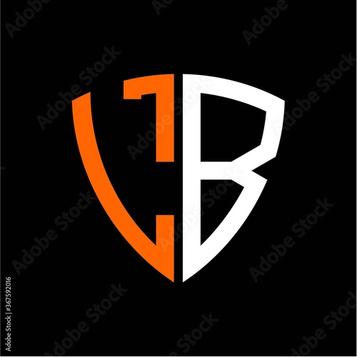 Free Download L B initials white orange shield with black background - GFXLoad